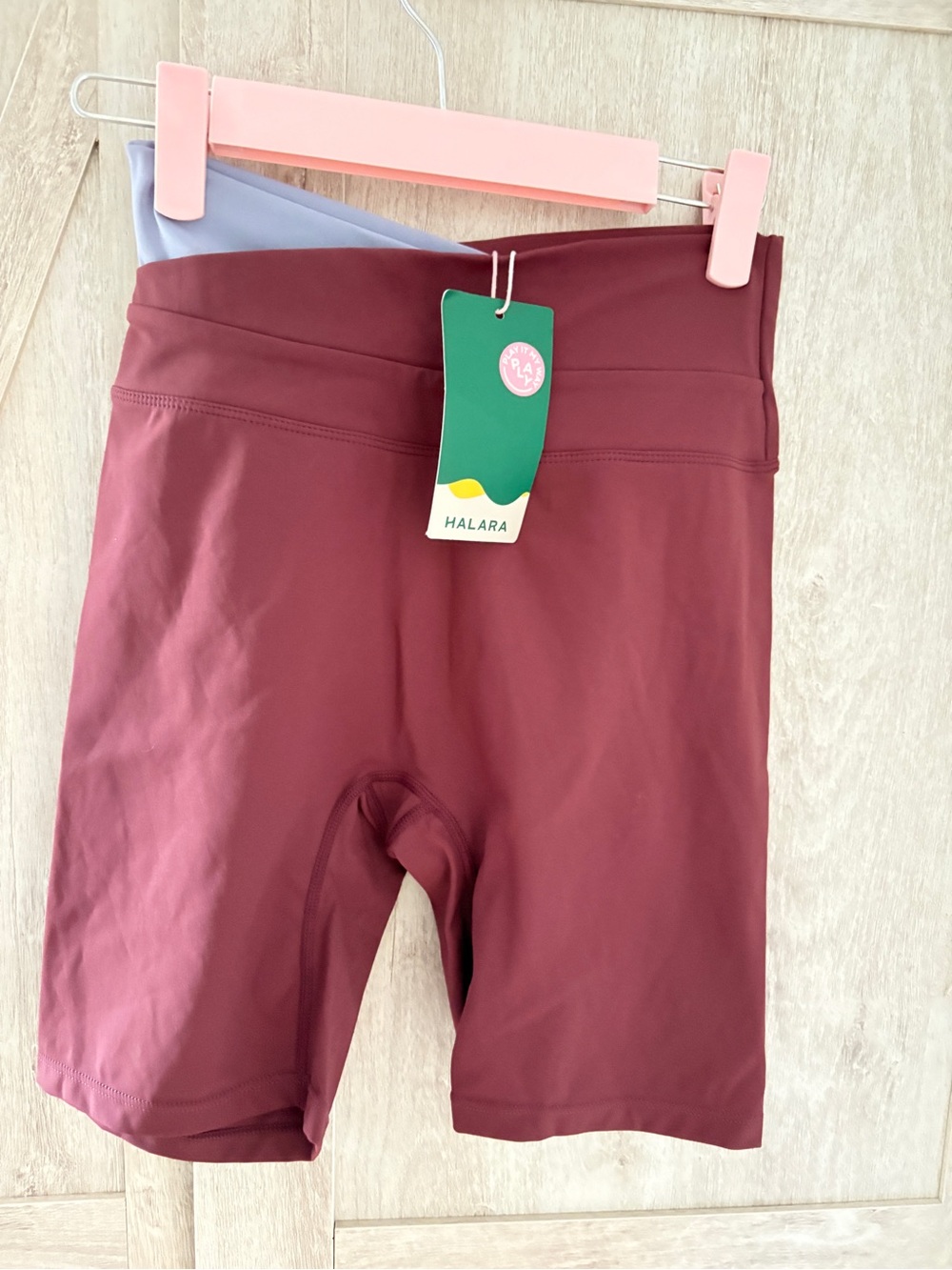 Halara Burgundy Crossover Waist Biker Shorts NWT | Small
